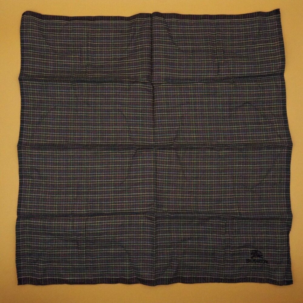 Rare Burberry Handkerchief Cotton Nova Check Women Green Elegant